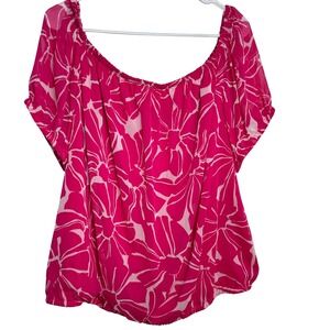 INC International Concepts Women Plus Size 2X Off The Shoulder Floral Blouse NWT
